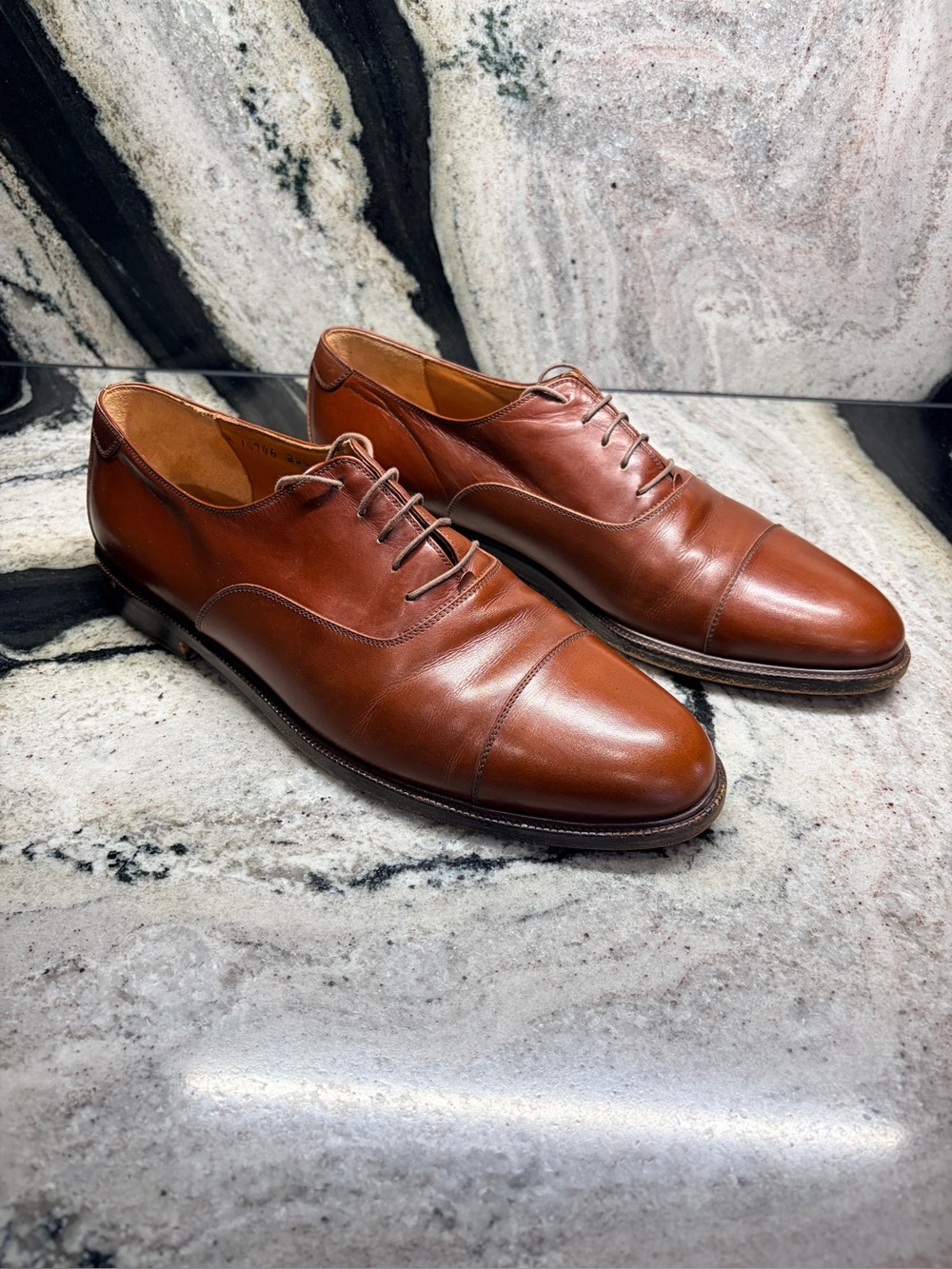 Salvatore Ferragamo Studio Brown Leather Cap Toe Oxford Shoes Men’s 9.5 D Italy
